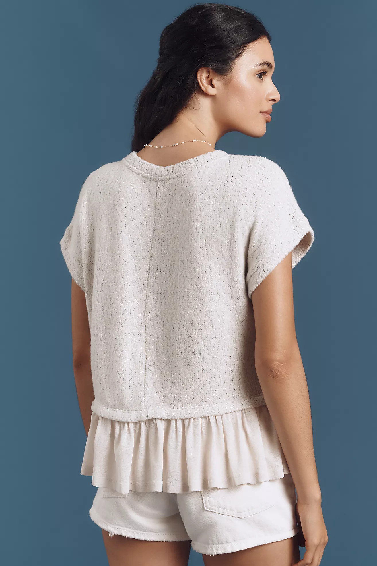 Pilcro Short-Sleeve Sweater Twofer Top | Anthropologie (US)