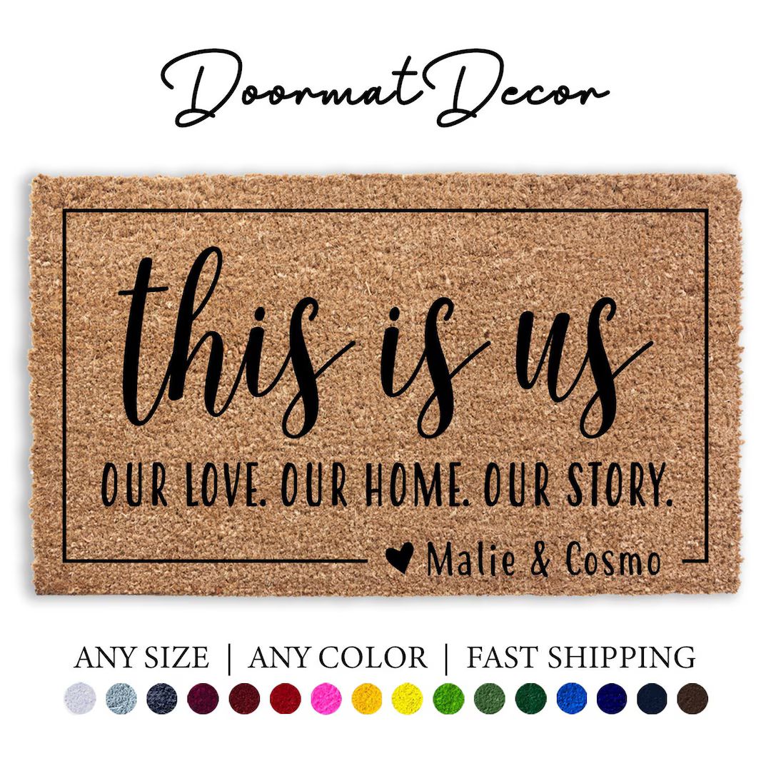 This is Us Personalized Doormat, Our Love Our Home Our Story Flocked Coir Door Mat, Welcome Mat, ... | Etsy (US)