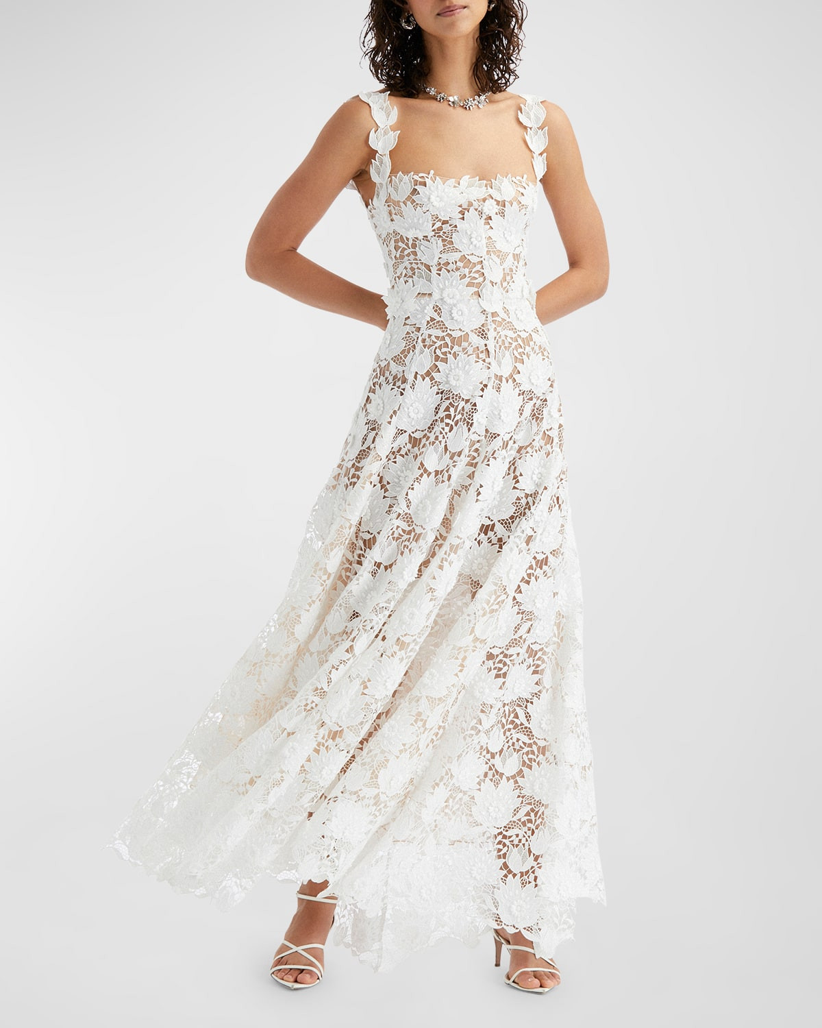 Water Lily Guipure Lace Maxi Dress | Neiman Marcus