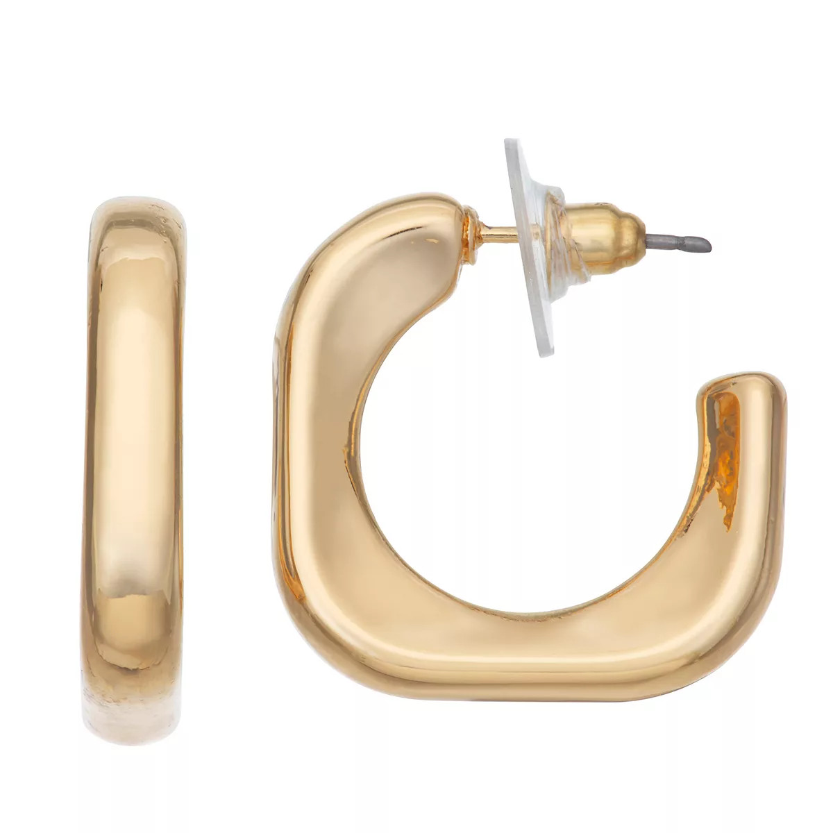 Sonoma Goods For Life® Gold Tone 3D Squared J-Hoop Earrings | Kohl's