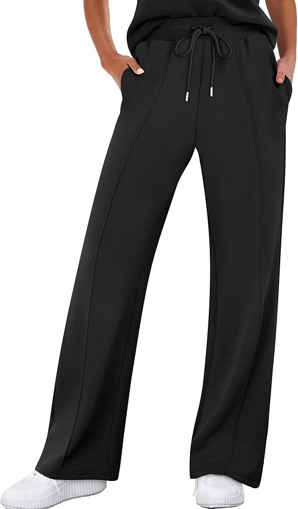 ANRABESS Women's Wide Leg Sweatpants High Waist Baggy Flared Pants Drawstring Athletic Joggers Sw... | Amazon (US)