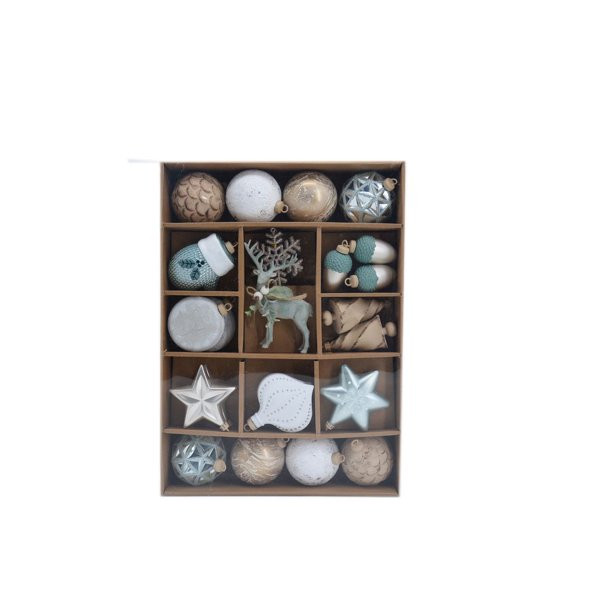 Holiday Time Green, Gold & White Christmas Tree Family Ornament Hanging Globe Assortment, 30 Coun... | Walmart (US)