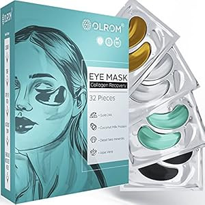 Olrom Eye Mask - 4 Kits Under Eye Patches: Gold Collagen Eye Pads, Detox Dead Sea Mineral Gel Eye... | Amazon (US)