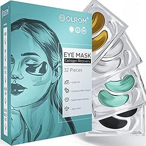 Olrom Eye Mask - 4 Kits Under Eye Patches: Gold Collagen Eye Pads, Detox Dead Sea Mineral Gel Eye... | Amazon (US)