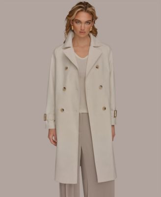 Donna Karan New York Women's Double Breasted Belted Notch Collar Trench Coat - Cream | Macy's