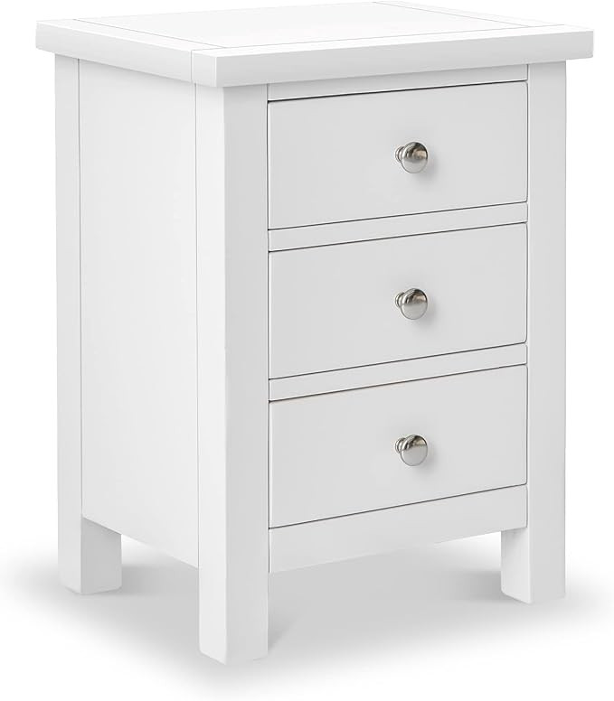 Cornish White Painted Bedside Cabinet Table | Roseland Furniture Small Contemporary Solid Wooden ... | Amazon (UK)