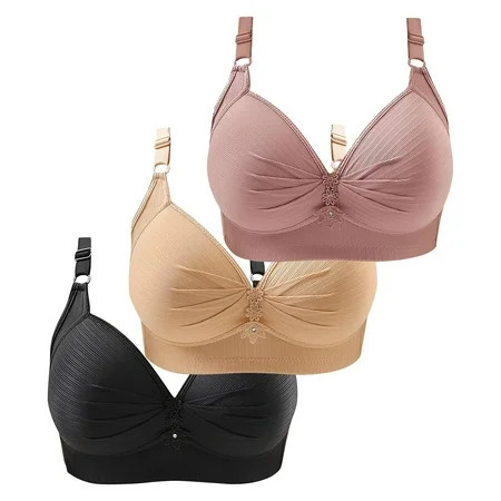 MEAGAOME Thin Laceless Ring Comfortable Breathability Underwear Large Sizeter Buckle Female Deep V Neck Vestlette Wireless Seamless Medium Sports Bra Gift for Women Sale Promotion | Walmart (US)