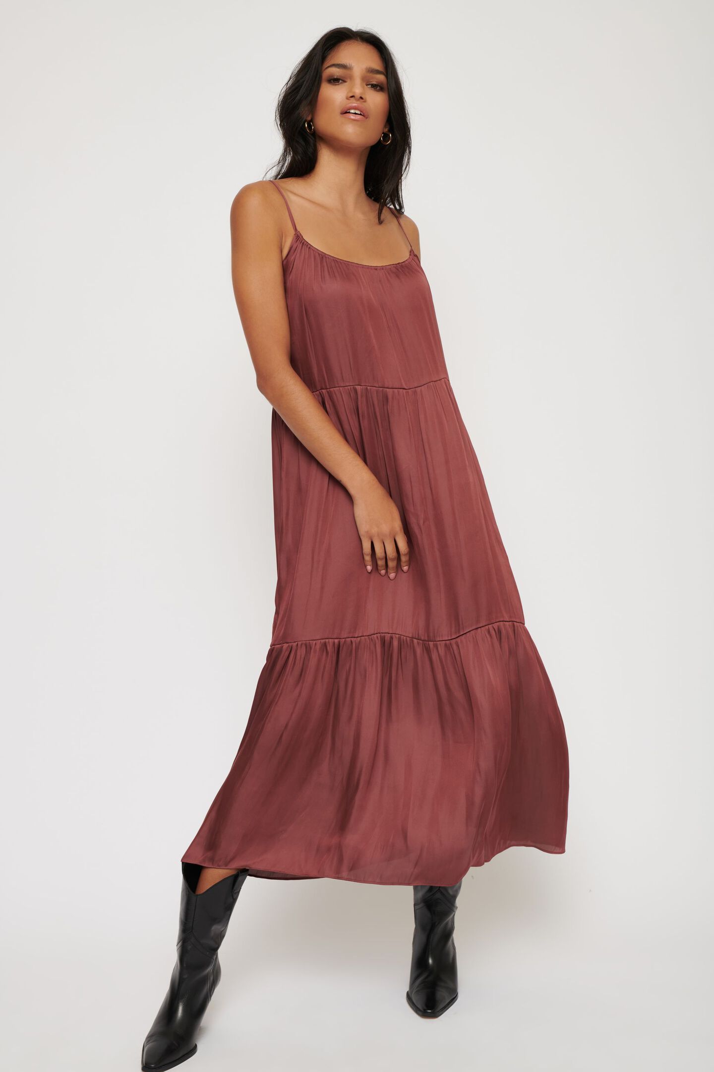 Scoop Neck Maxi Tiered Dress | Dynamite Clothing