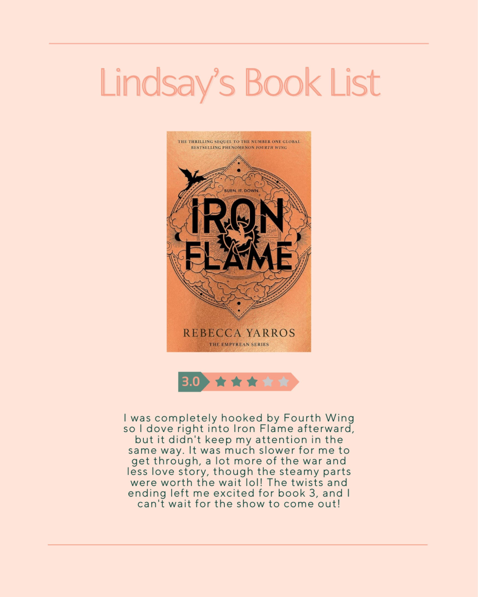 My Iron Flame review! 📚 #lindsaysbooklist