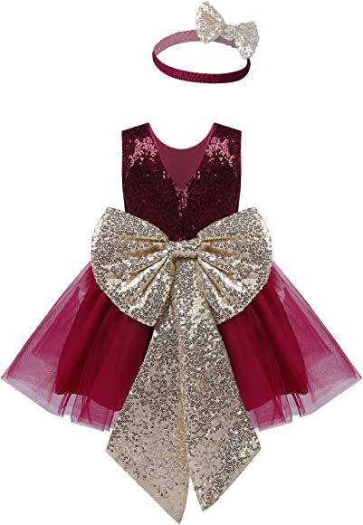 Jelory Infant Baby Girls Sequined Bowknot Tutu Princess Dress Wedding Bridesmaid Birthday Party F... | Amazon (US)