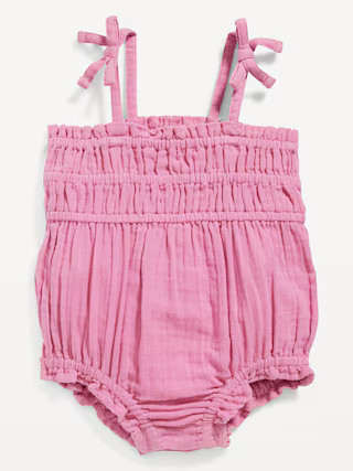 Double-Weave Sleeveless Tie-Bow One-Piece Romper for Baby | Old Navy (US)