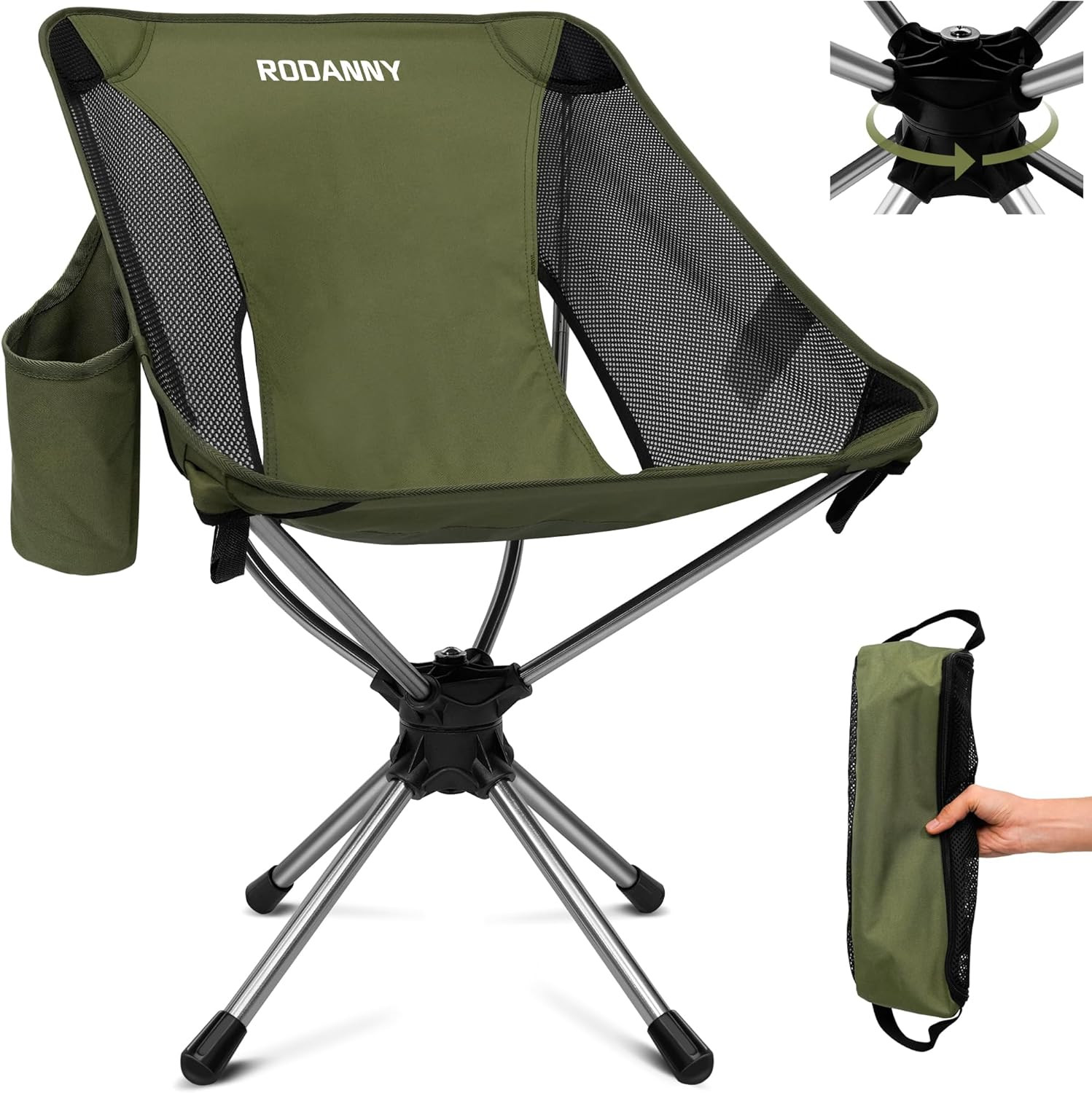 Camping Chairs, 360°Degree Swivel Folding Chairs for Adults, Lightweight Camping Chair Portable ... | Amazon (US)