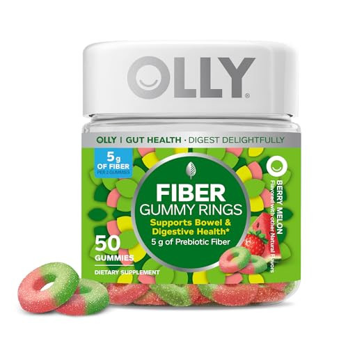 OLLY Fiber Gummy Rings, 5g Prebiotic Fiber, FOS (Fructo-oligosaccharides), Digestive Support, Berry Melon 50ct | Amazon (US)