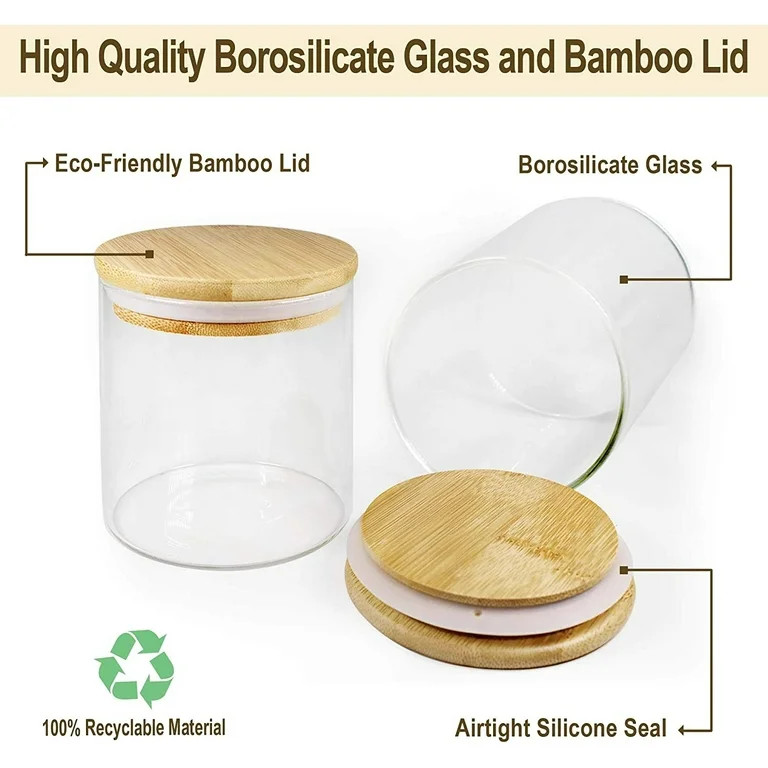 Glass Jars with Bamboo Lids EcoEvo, Glass Food Storage Containers, Large Glass Bamboo Jars with L... | Walmart (US)