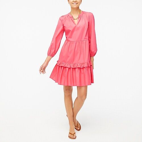 Cotton poplin tiered ruffle mini dress | J.Crew Factory