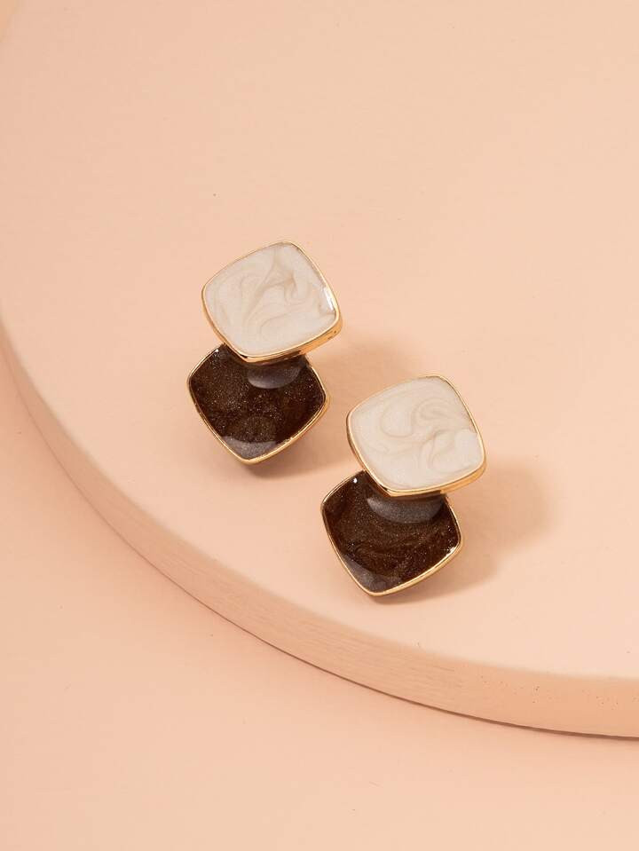 Double Geo Design Stud Earrings | SHEIN