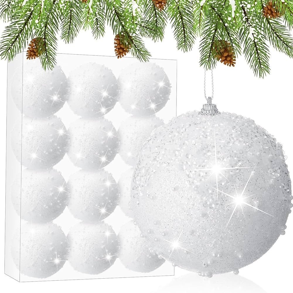 12 Pieces 3 Inch Christmas Ball Ornaments Glitter Sequin Balls Christmas Tree Balls Shatterproof ... | Amazon (US)