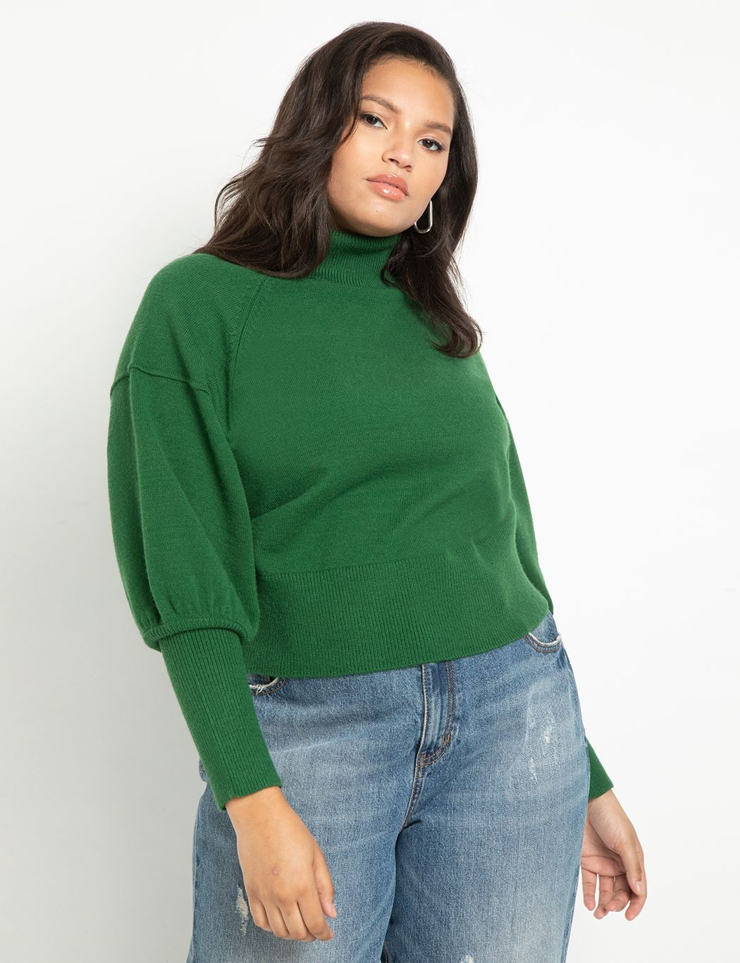 Tall Cuff Turtleneck Puff Sleeve Sweater | Eloquii