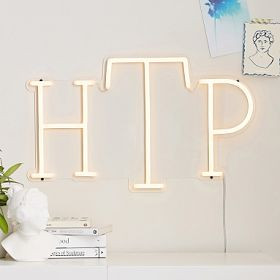 Create Your Own - Block Monogram Neon LED Wall Light | Pottery Barn Teen