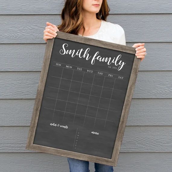 Calendar, Dry Erase Chalkboard Calendar Personalized for your Family | Small 18x24 or Large 24x36... | Etsy (US)