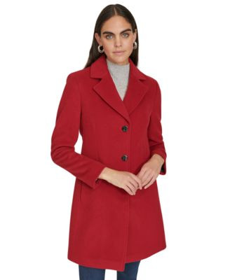 Calvin Klein Womens Single-Breasted Wool Blend Coat - Macy's | Macy's