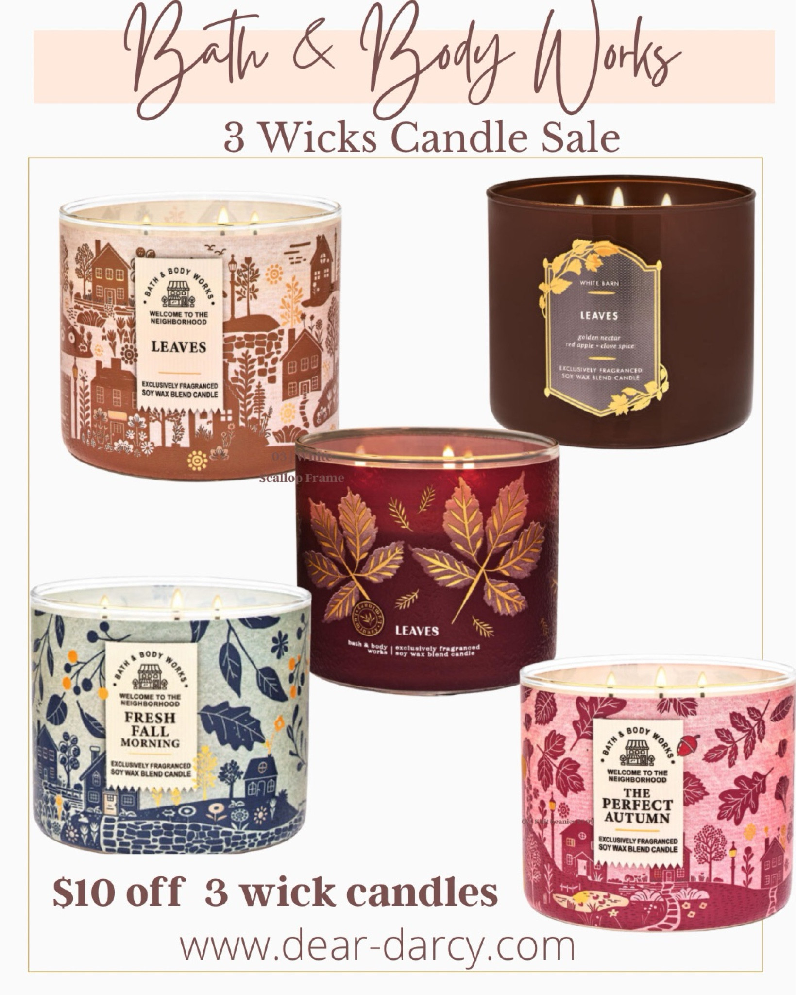 Bath & body works 
$ 10  off  candle sale!

Hurry and grab some of these Fall favorites before they sell out!!

I know it’s early but these scents sell out fast and to get $20 off is BIG!

Almost all  scents are on sale so you can get summer scents on sale as well

#LTKFindsUnder50 #LTKHome #LTKSaleAlert