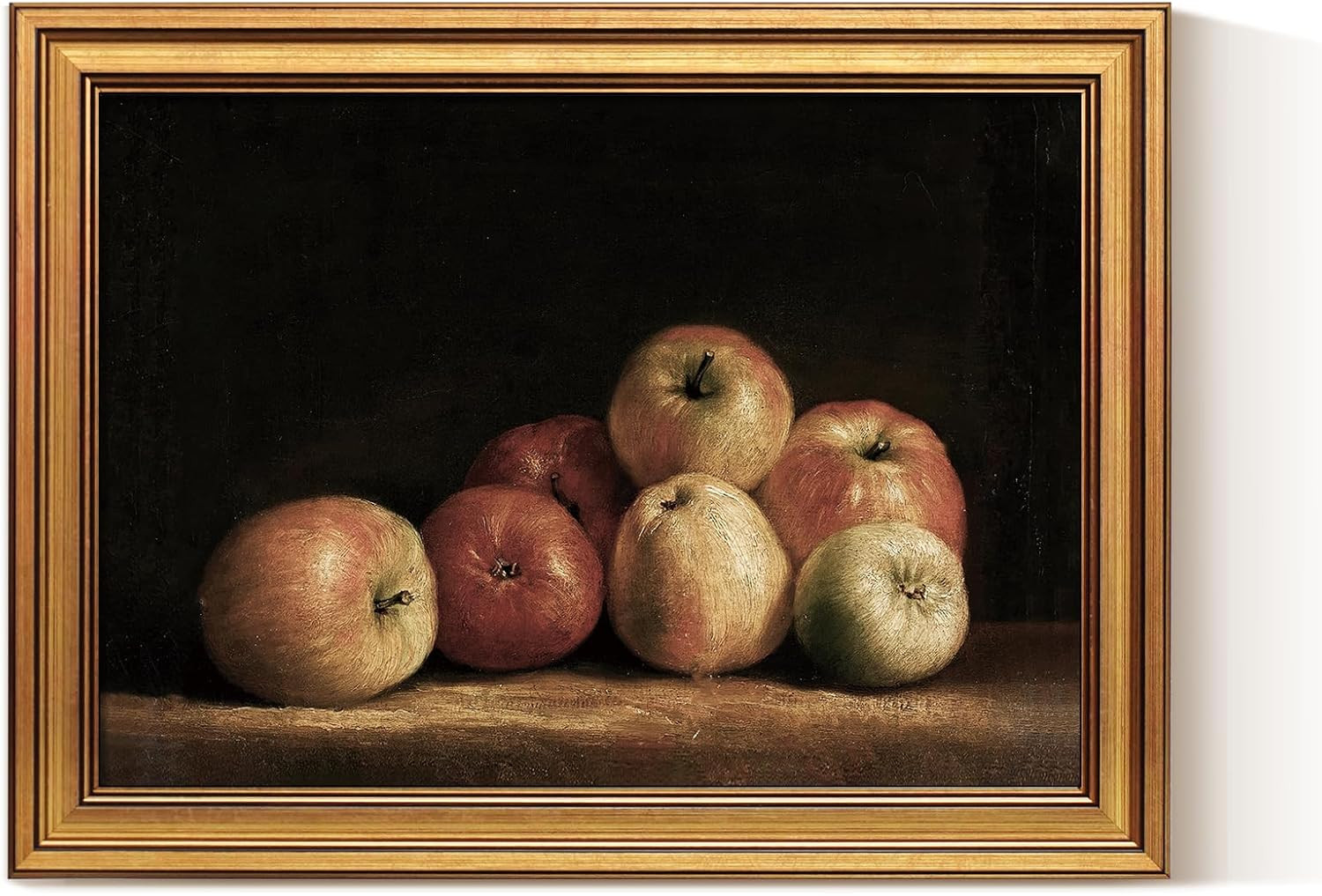 ARPEOTCY Gold Framed Canvas Art Prints,12x16inch, Retro Apple Fruit Art Painting, Classical Still Life Decor for Kitchen Dining Room Shelf, Rustic Vintage Dark Farmhouse Pictures | Amazon (US)
