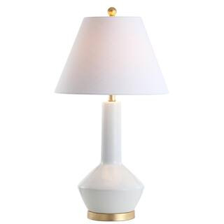 JONATHAN Y Copenhagen 29 in. White/Brass Ceramic/Metal LED Table Lamp-JYL6207B - The Home Depot | The Home Depot