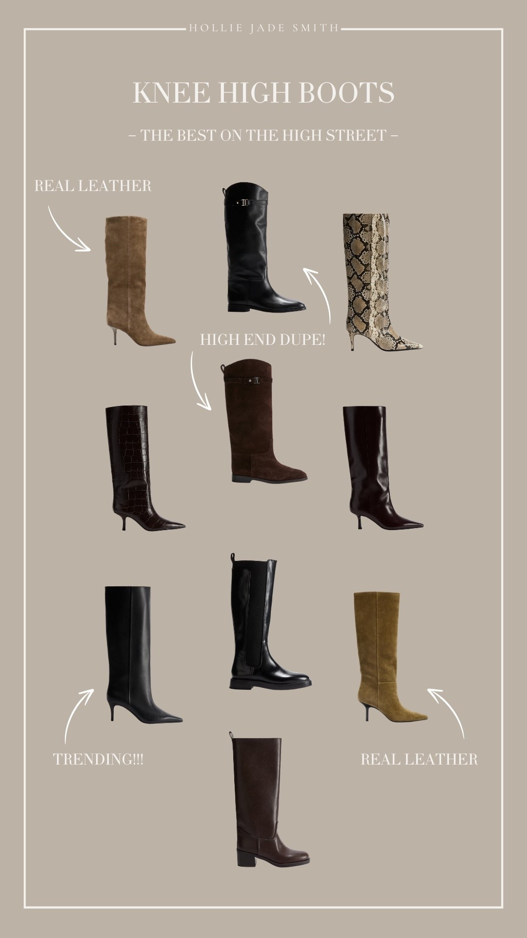 Knee High Boots | The best on the high street for Autumn / Winter 2025 🤎🍂☁️

A mix of affordable faux leather options to real leather depending on your budget ✨

Heeled Boots, Knee High Flat Boots, Leather Boots, Brown Boots, Black Boots, Croc Print, Hermes Dupe, Designer Inspired, Capsule Wardrobe  

#LTKautumn #LTKuk #LTKFashionMonth