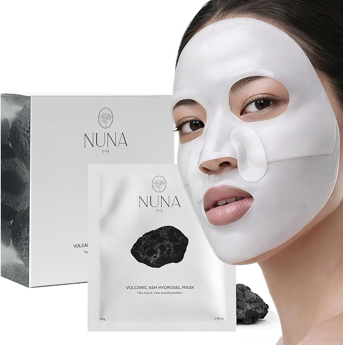 NUNA Volcanic Ash Hydrogel Face Masks with Smile Line Patches \u2013 Korean Glass Skin Detox & De... | Amazon (US)