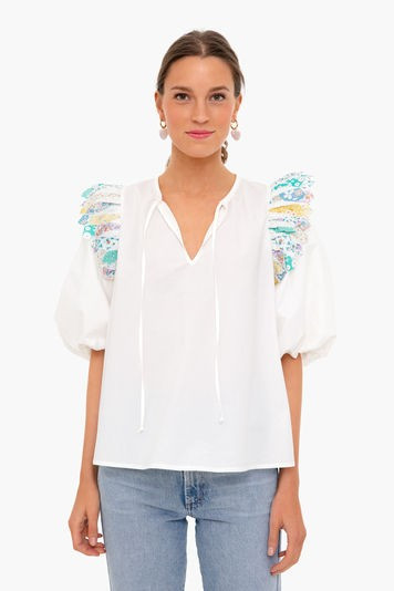 Multi Linden Patchwork Quilted Puff Sleeve Top | Tuckernuck (US)