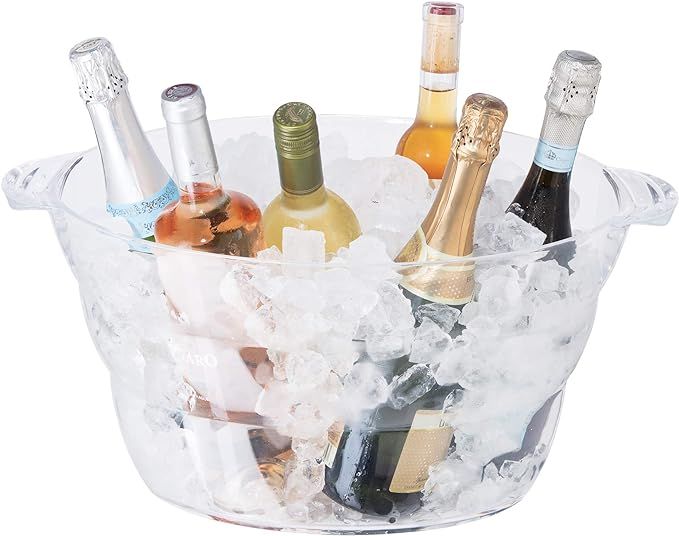 OGGI Acrylic Oval Party Tub - Clear Beverage Cooler w/Handles, Wine Cooler, Beer Chiller, Ideal P... | Amazon (US)