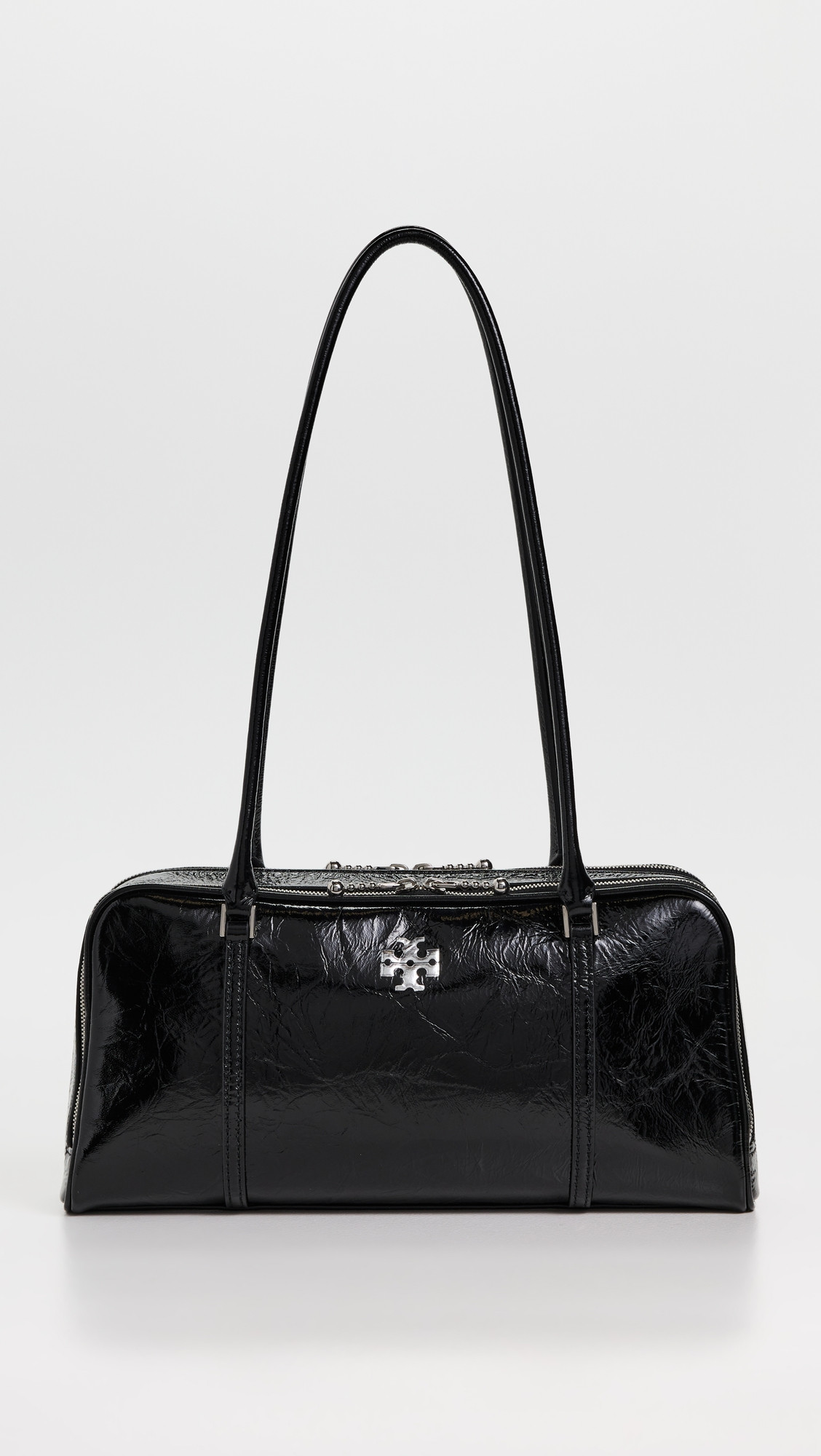 Tory Burch Crinkle Leather Small Marshmallow Satchel Black One Size | Shopbop