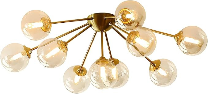 KCO Lighting Modern Bubble Chandelier Lighting 10-Lights Amber Glass Ceiling Light Mid Century Se... | Amazon (US)