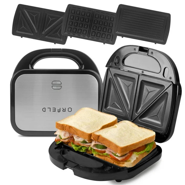 ORFELD Sandwich Maker, Panini Press Grill, 750 Watt 3 In 1 Detachable Non-Stick Coating with Led ... | Walmart (US)