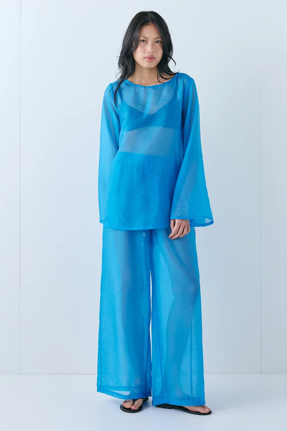 Enzo Sheer Pants Aqua | VRG Grl