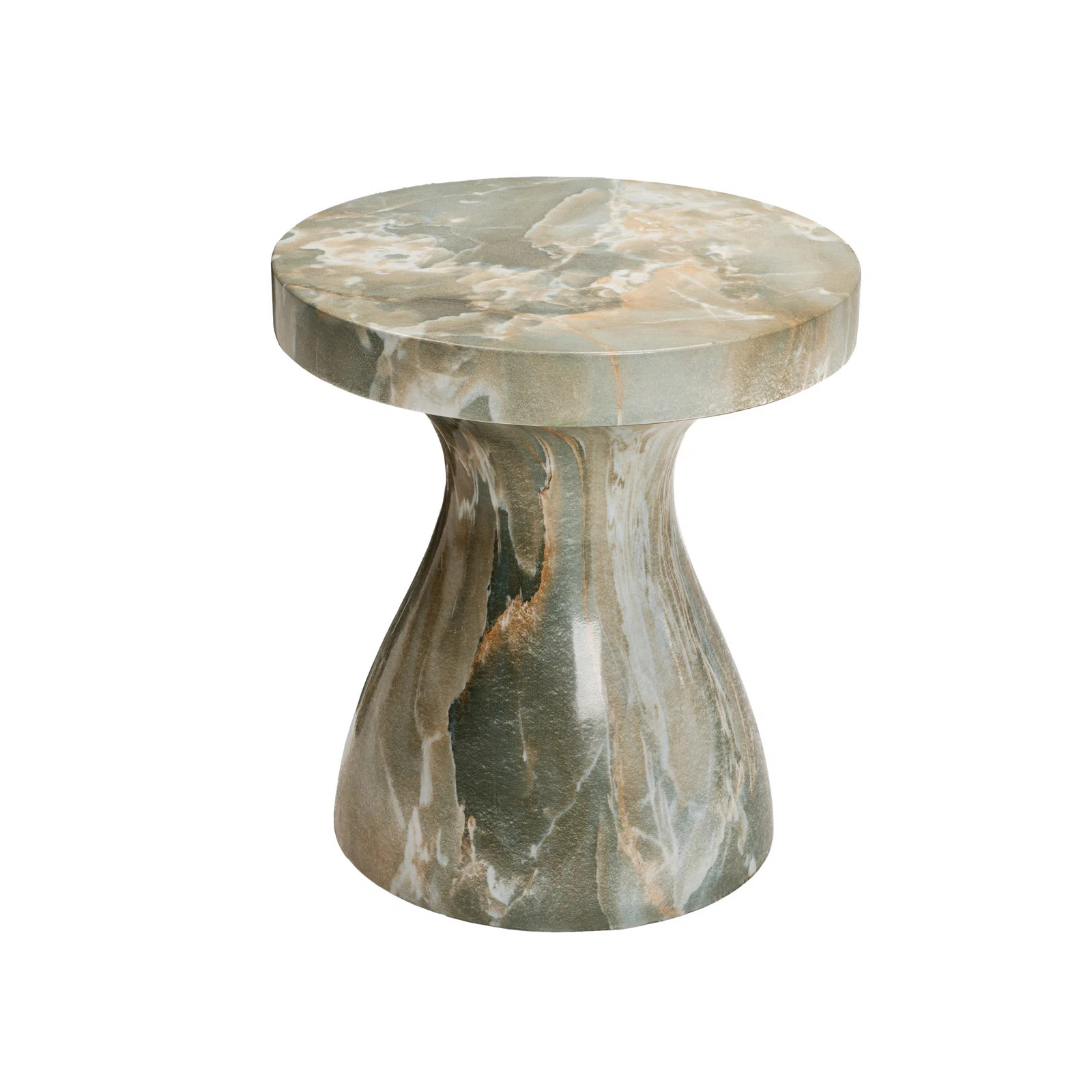 Orren Ellis Monia Marble Effect Stool with Brockway Concrete Industrial End Table for Living Room | Wayfair North America