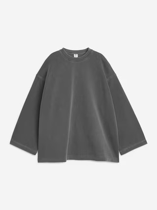 Relaxed Terry Sweatshirt – Washed Black – Women – ARKET GB | Arket UK