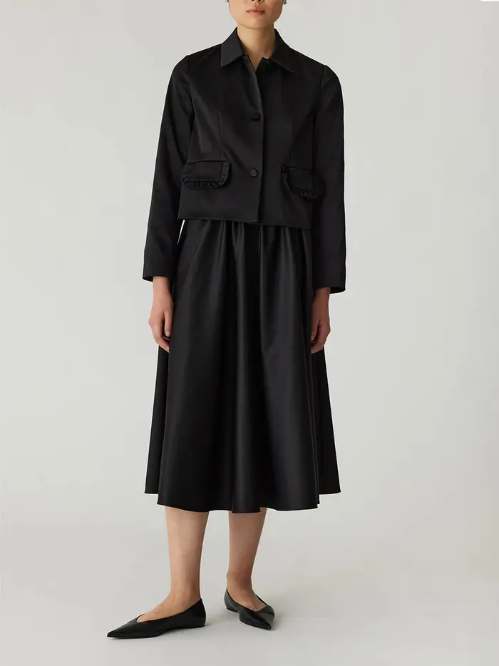 Rebecca Taylor Techy Sateen Ruffle Pocket Jacket | Nordstrom | Nordstrom