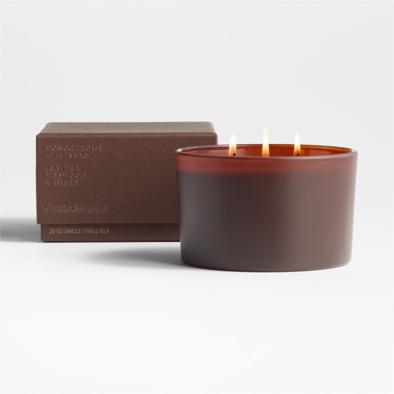 Monochrome No. 16 Tabac 3-Wick Scented Candle - Leather, Firewood and Amber + Reviews | Crate & B... | Crate & Barrel