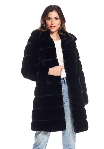 Black Faux Fur Tres Chic Mink Stroller Coat | Fabulous-Furs