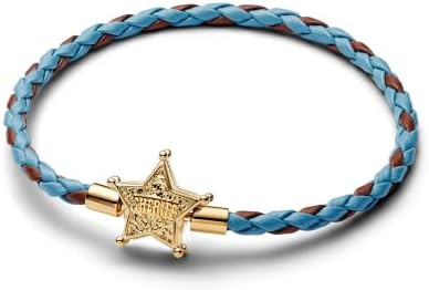 Braided Leather Bracelet with Gold Sheriff Star Charm 7in | Amazon (US)