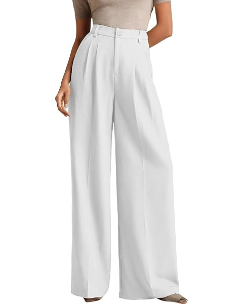 PRETTYGARDEN Womens Spring Wide Leg Palazzo Pants 2026 Trendy Loose Button High Waist Pleated Wor... | Amazon (US)