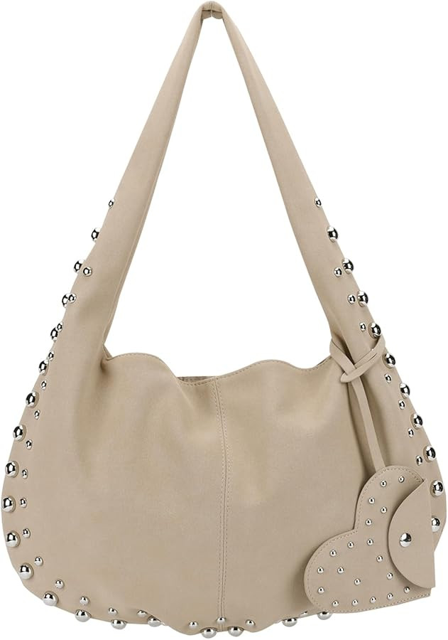 Studded Suede Tote Bag for Women Studded Purses Y2k Shoulder Bag Fall Faux Suede Bag Hobo Slouchy... | Amazon (US)