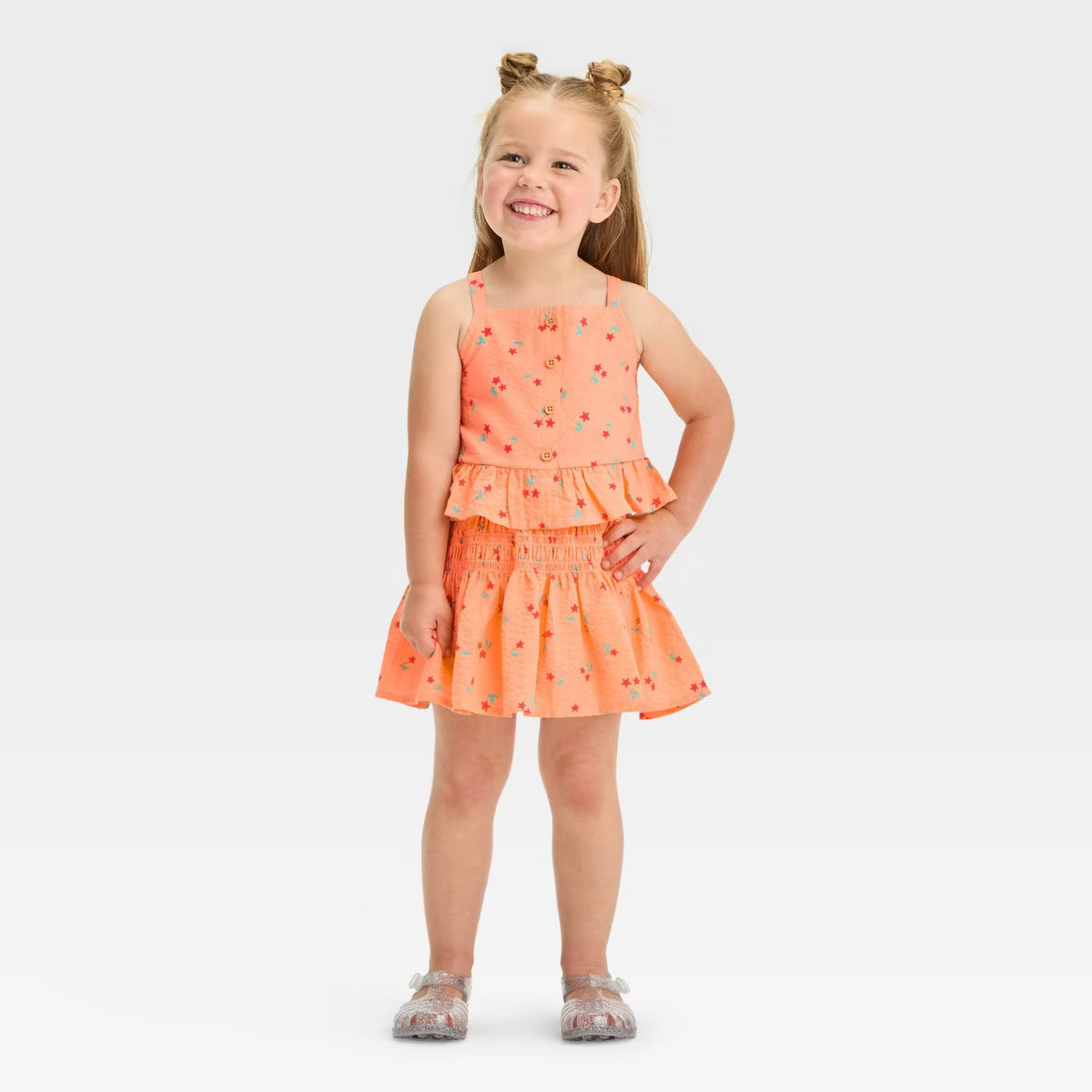 Toddler Girls' Peach Cherries Skort Set  - Cat & Jack™ Peach Orange 5T | Target