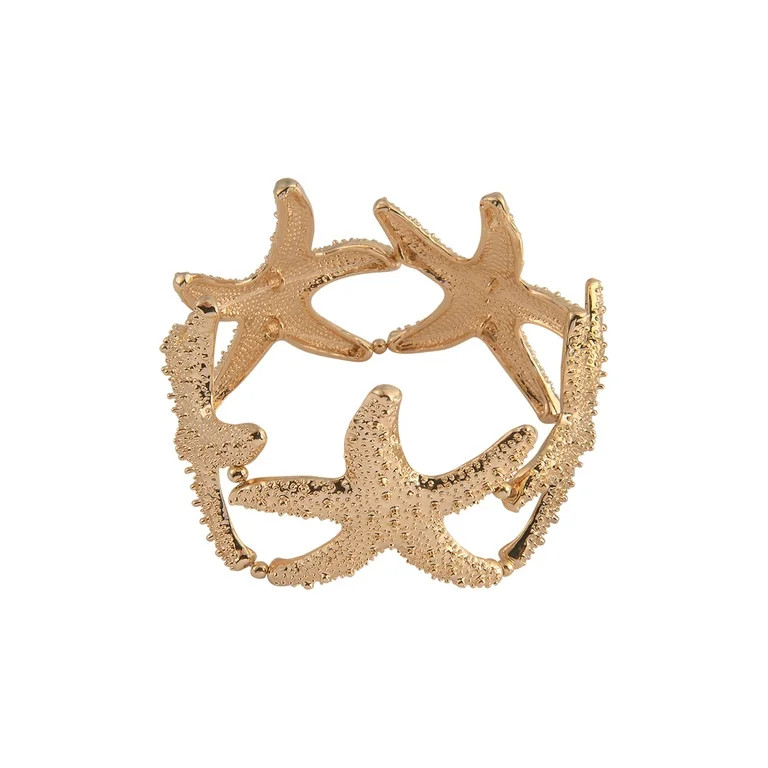 Time and Tru Adult Female Gold-Tone Metal Textured Starfish Stretch Bracelet | Walmart (US)