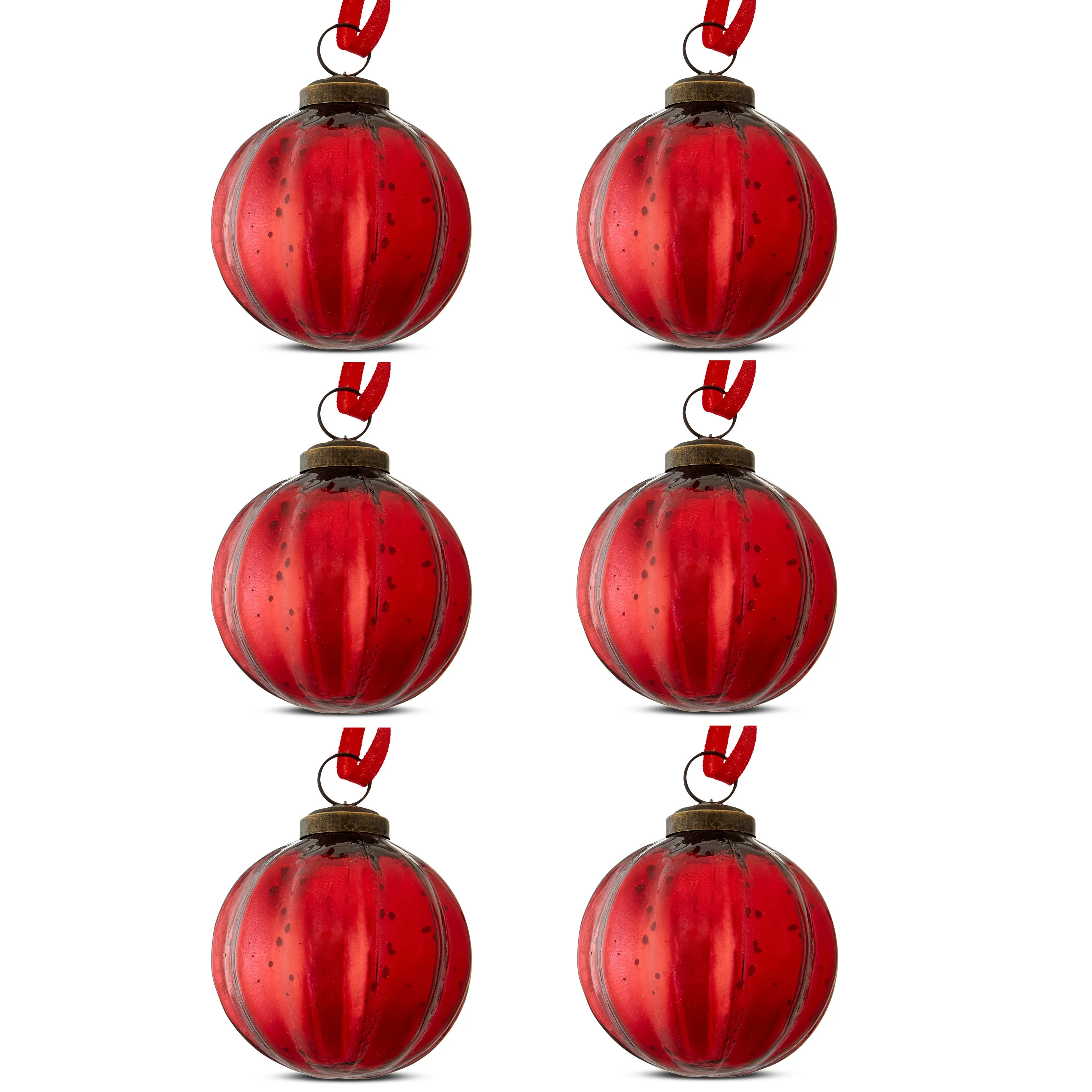 Red Glass Ball Christmas Ornaments, 3 in, 6 Count, by Holiday Time | Walmart (US)