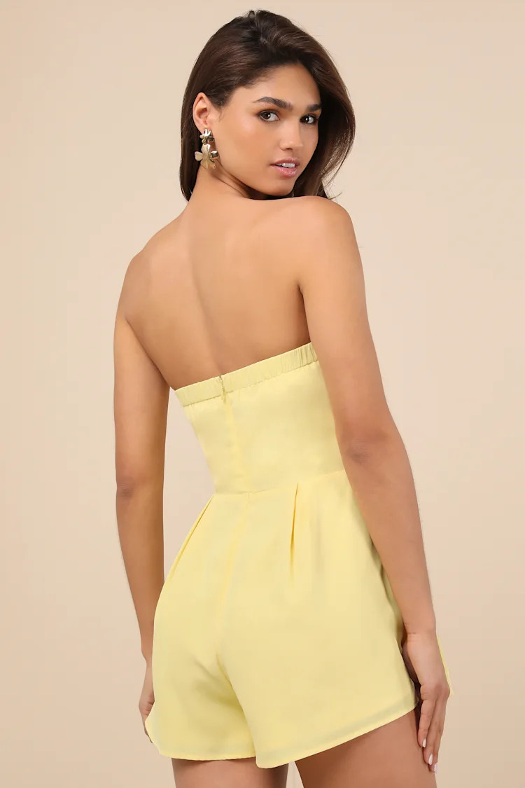 Inez Light Yellow Tie-Front Romper | Lulus