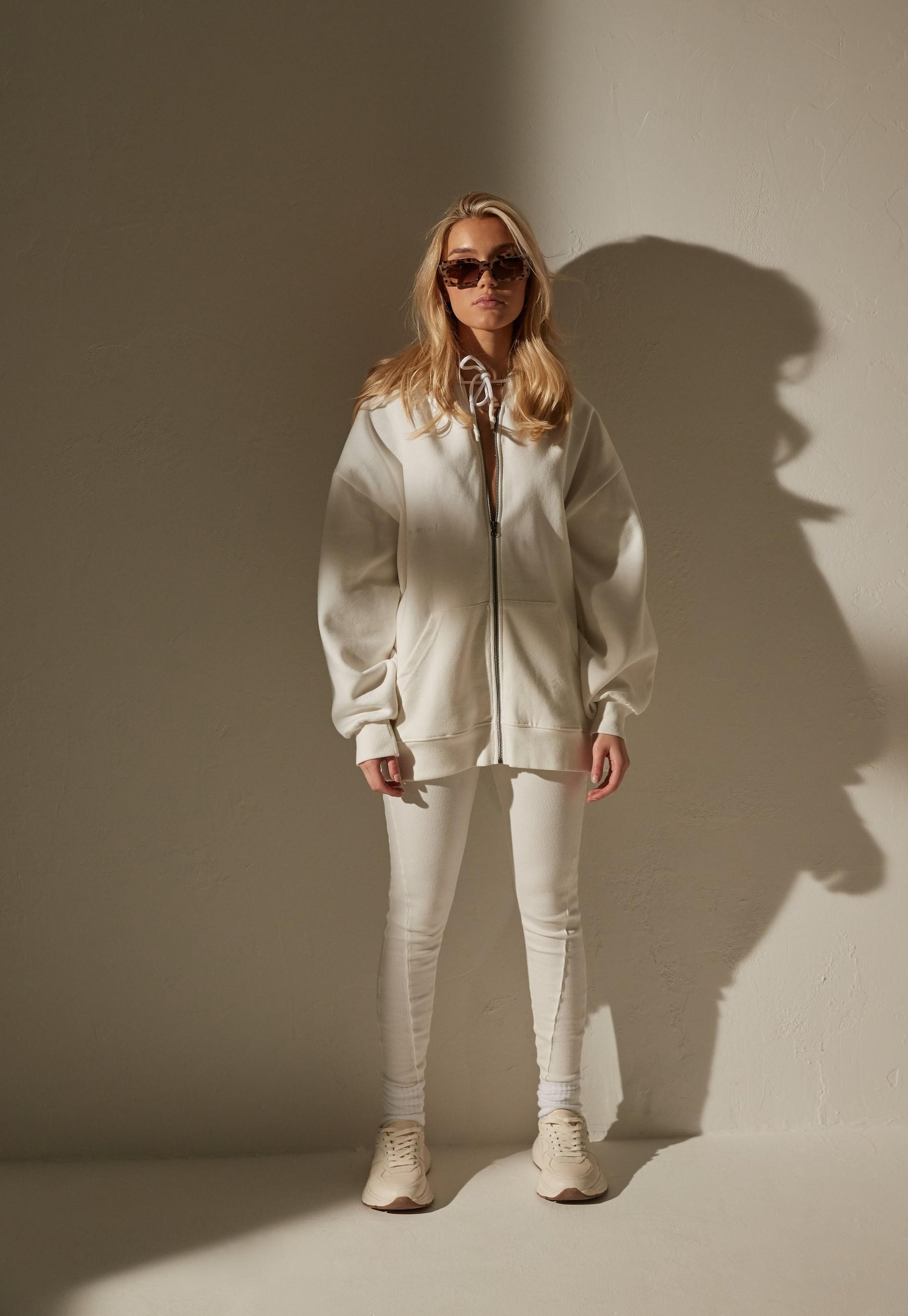 Missguided - Re_Styld Cream Zip Through Oversized Hoodie | Missguided (US & CA)