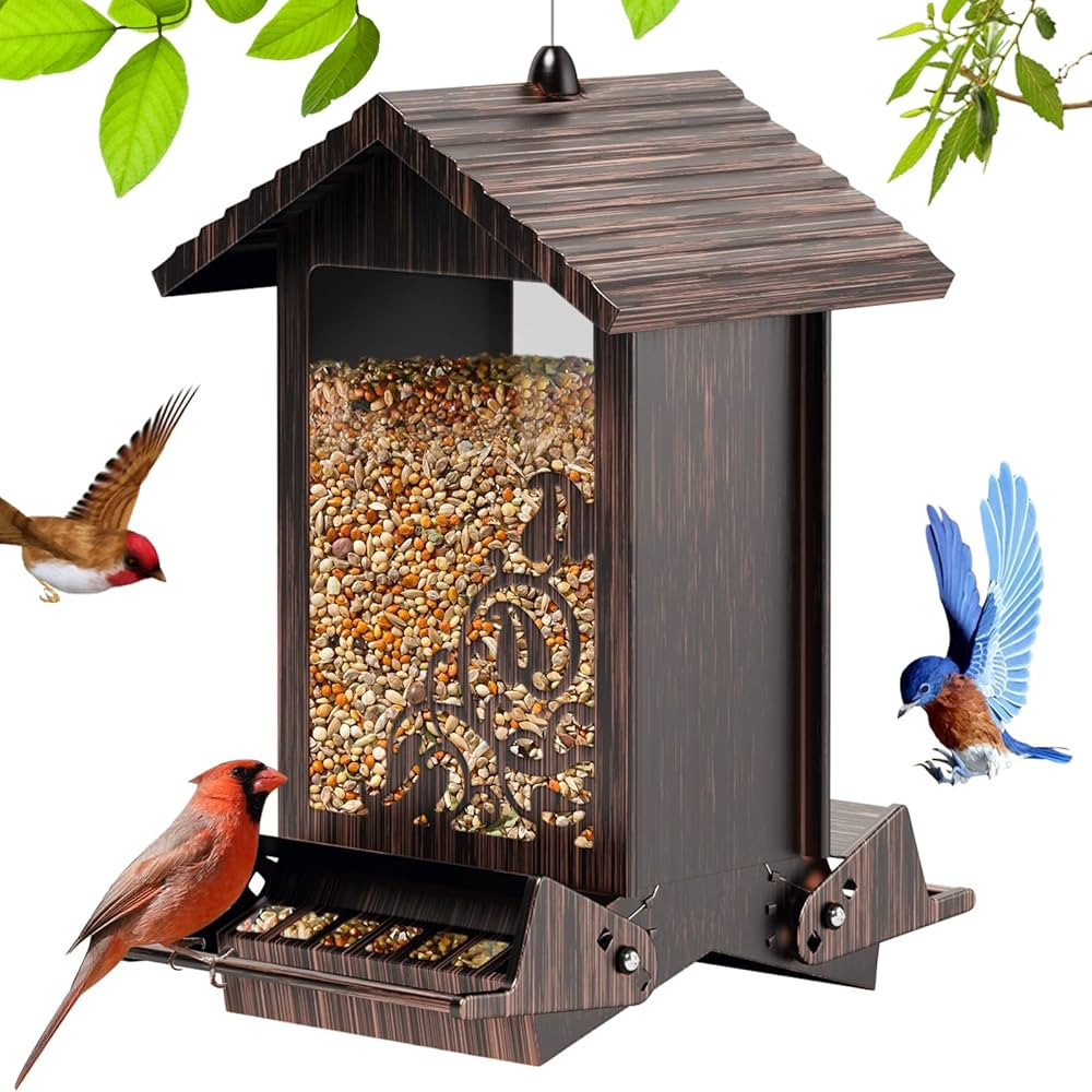 Squirrel Proof Bird Feeder for Outdoor Hanging,Metal Bird Seed Feeder with Bilateral Weight Activ... | Amazon (US)